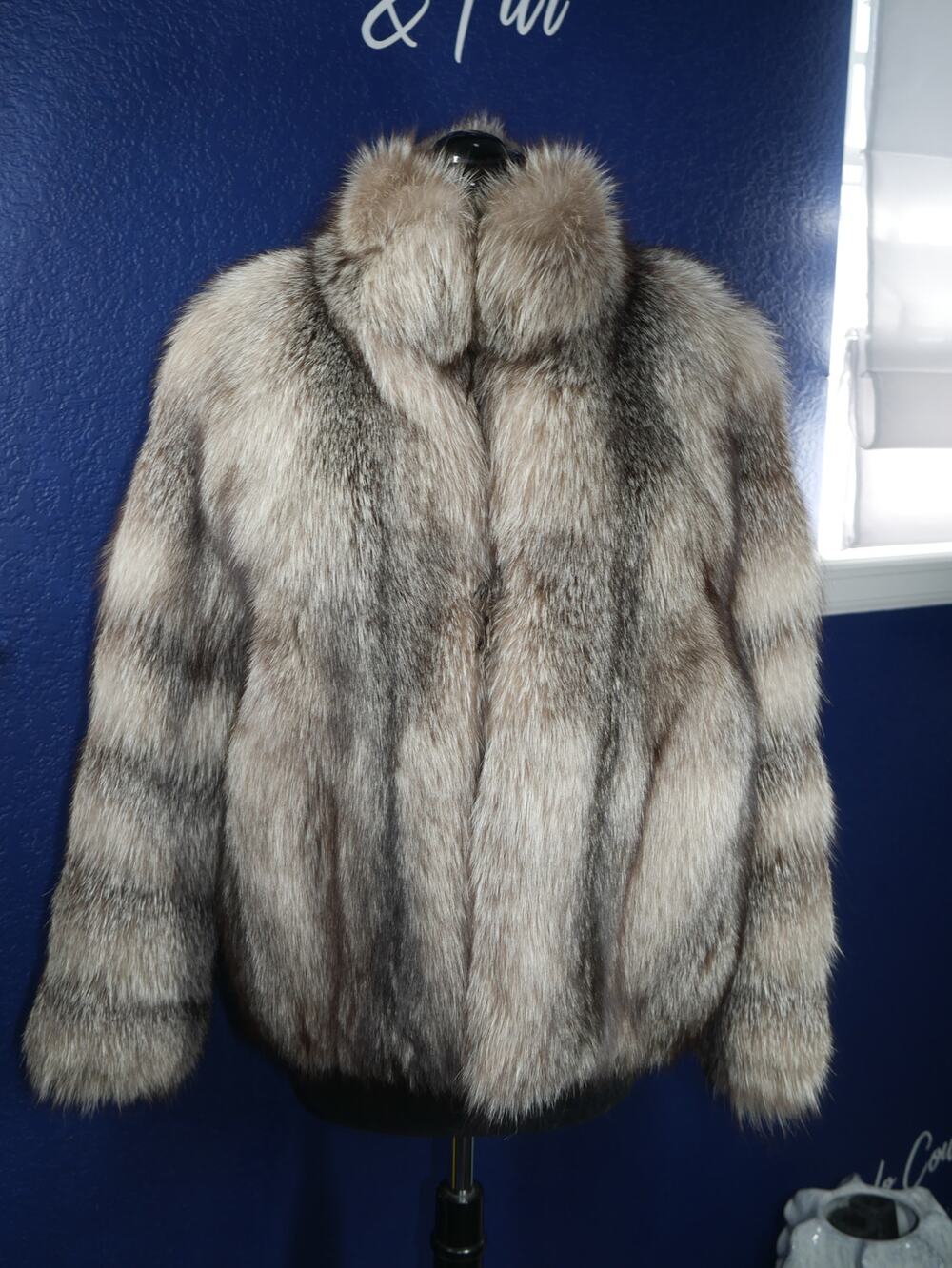 Gorgeous Indigo Silver Fur Coat Jacket